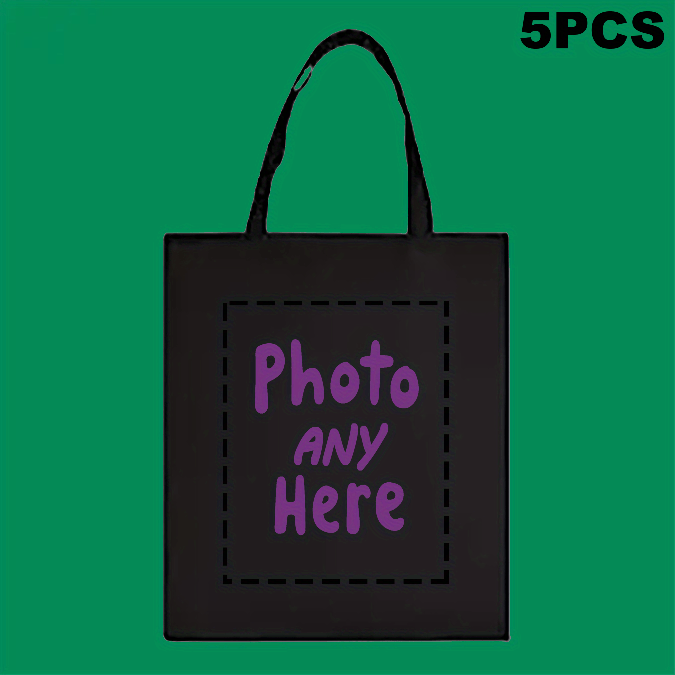 Gift for Her\u002FHim 5 Unique Logo Canvas Tote Bags - Durable, Washable, Perfect for Parties, Picnics, And Commuting - Large Capacity, Black with Purple Stitching, 13.78X15.75 Inches, Party Gift Bags | Stylish Tote Bags | Sturdy Handles