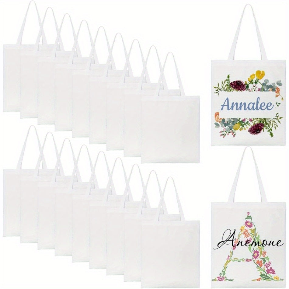 10\u002F20pcs Sublimation Tote Bags Sublimation Blanks Canvas Bag Reusable Heat Transfer Grocery Shopping Cloth Bags for Decorating and DIY Crafting & Heat Transfer Projects