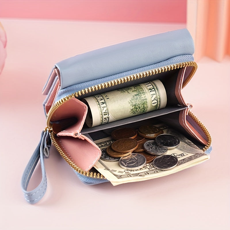 New Style Embroidered Short Women'S Wallet with Multiple Card Slots, a Multifunctional Fashionable Handbag, Accordion Zipper Card Holder, And a Two-Fold Coin Purse