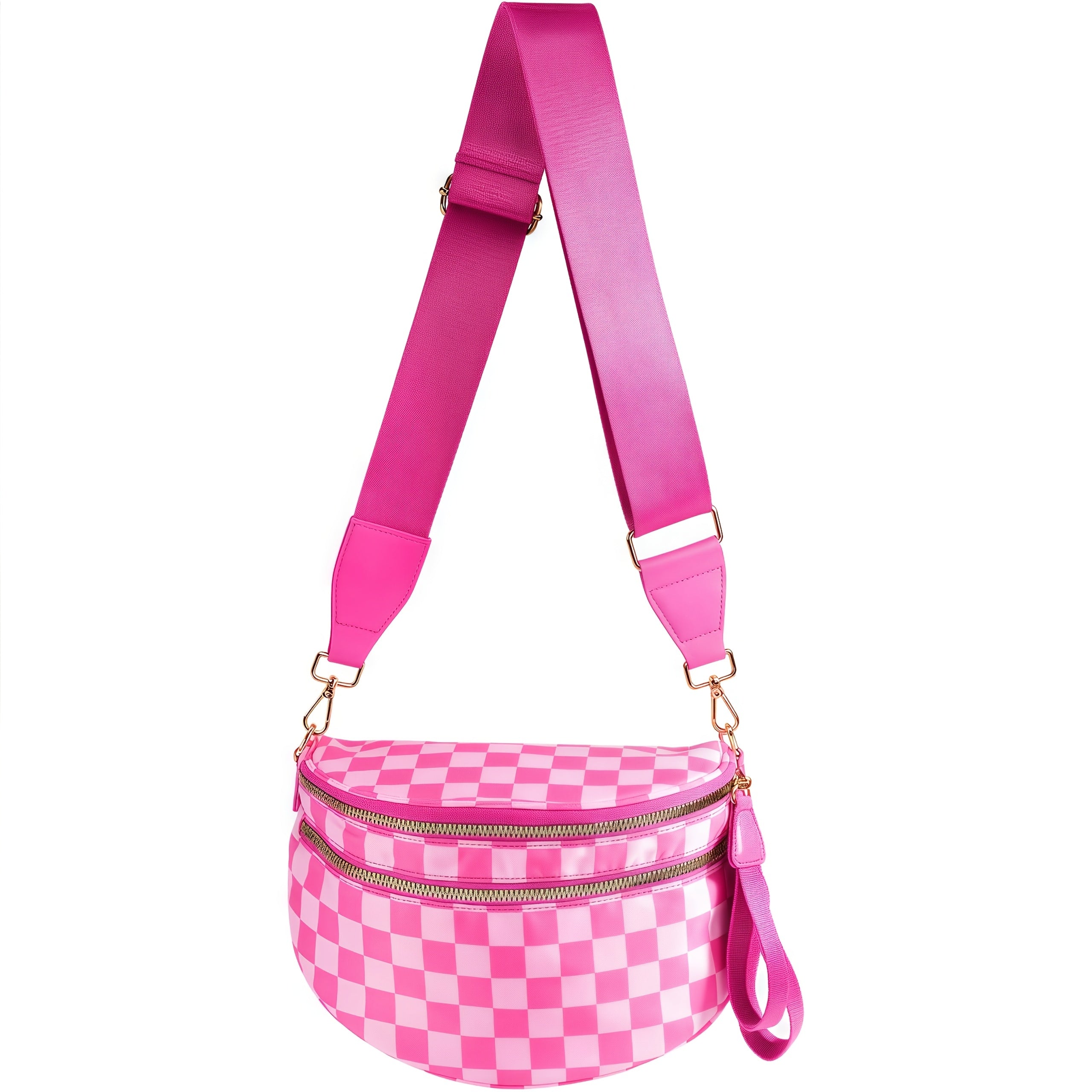 A Stylish Crossbody Bag with Multiple Pockets And a Large Capacity, This Versatile Shell Bag Features a Trendy Chest Design with a Plaid Print. It Comes with Adjustable Shoulder Straps, Making It Suitable for Outdoor Activities, Shopping, Parties