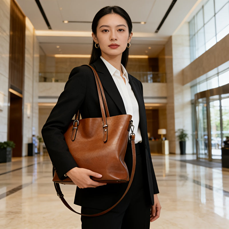 Ladies' Soft Genuine Leather Pillow Bag, Multi-Layer Zipper Storage, Light Luxury Minimalist Style, Convertible Shoulder and Crossbody Bag, Lightweight