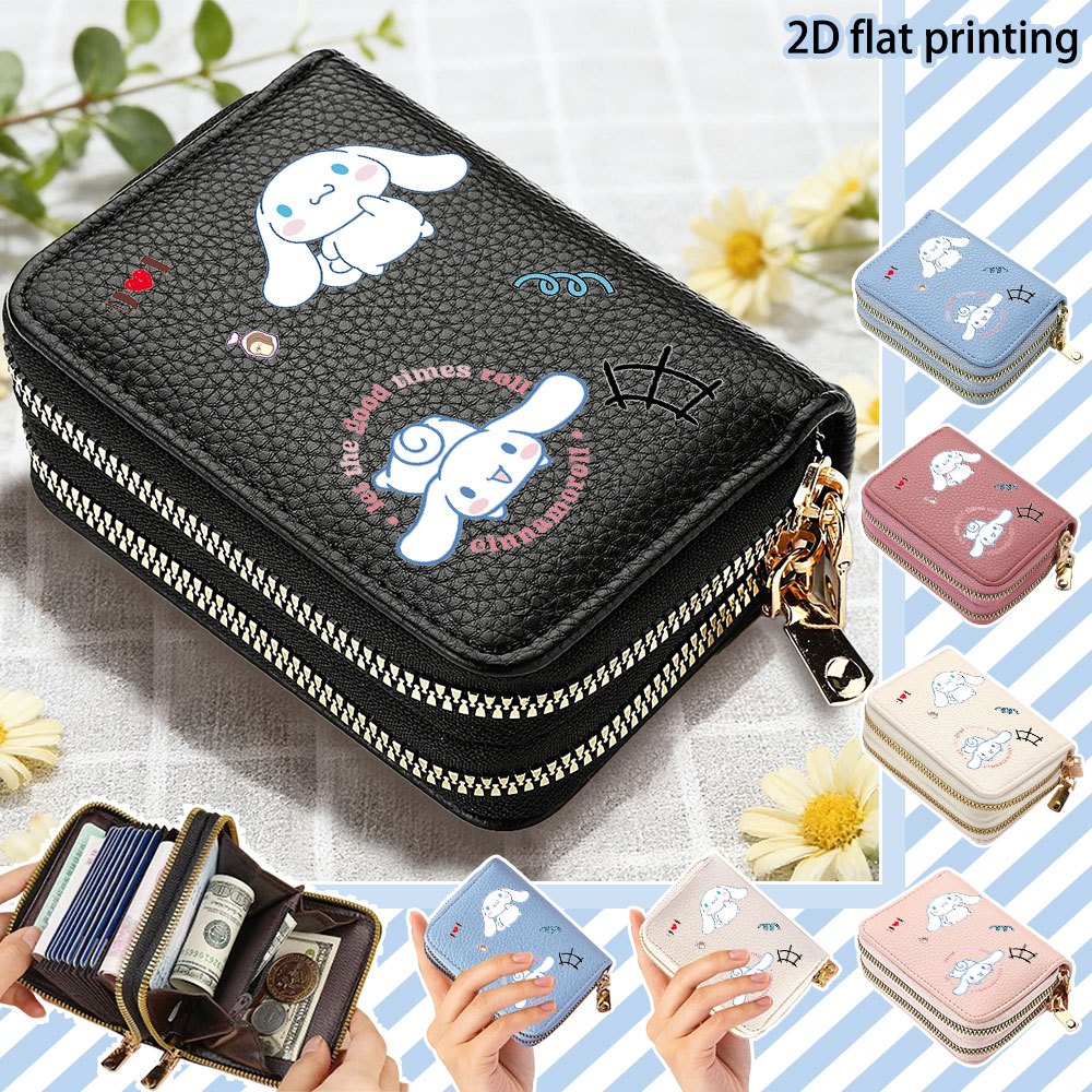 Sanrio Cinnamoroll Women's Wallet & Card Holder - Cute Cinnamoroll Face & Ear, Compact Zipper Coin Purse with Card Case, Slim Wallet for & Women, Gift for Travel, Birthdays, Valentine's Day