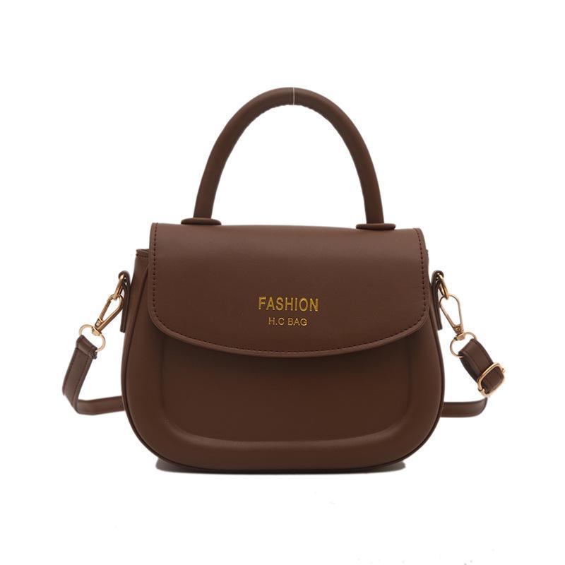 1pc Khaki PU Handbag with Artificial Leather Liner | Deduct Closure, All-Match Occasion Wear, Faux Leather Material