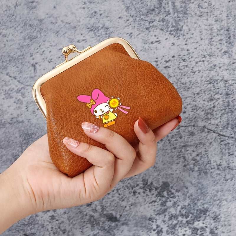 Sanrio Women's Coin Purse, My Melody Design - Chic and Cute, Simple Mini Design, Durable and Sturdy, Palm-Sized for Easy Carrying, Storage for Coins and Cards, Multi-Compartment Organizer, Essential Travel Companion