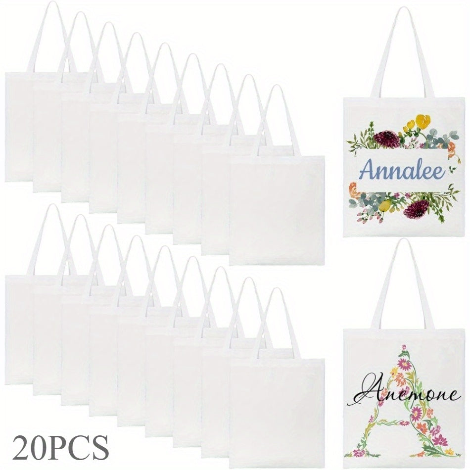 10\u002F20pcs Sublimation Tote Bags Sublimation Blanks Canvas Bag Reusable Heat Transfer Grocery Shopping Cloth Bags for Decorating and DIY Crafting & Heat Transfer Projects