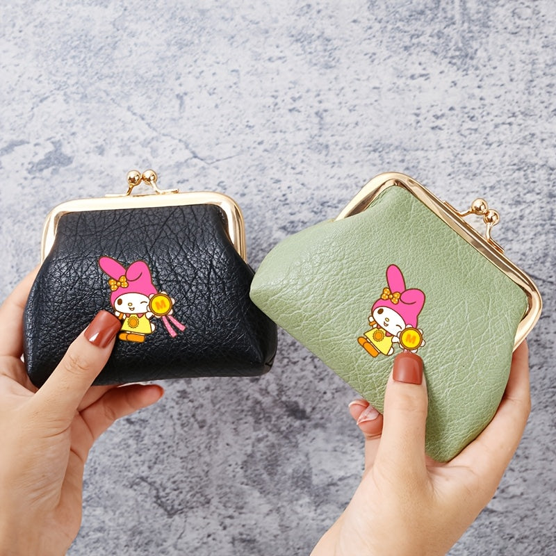 Sanrio Women's Coin Purse, My Melody Design - Chic and Cute, Simple Mini Design, Durable and Sturdy, Palm-Sized for Easy Carrying, Storage for Coins and Cards, Multi-Compartment Organizer, Essential Travel Companion