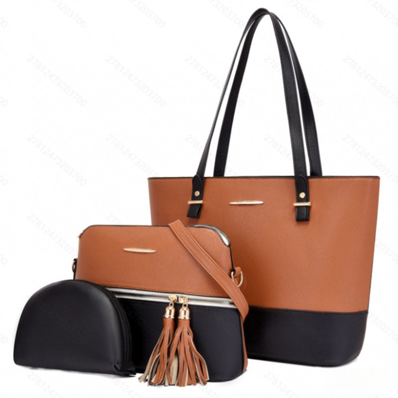 A Collection of Three Lightweight Luxury Women'S Bags, Including a Studded Tote And a Shoulder Crossbody Bag, Offering Ample Space Suitable for Commuting And Shopping in Various Settings