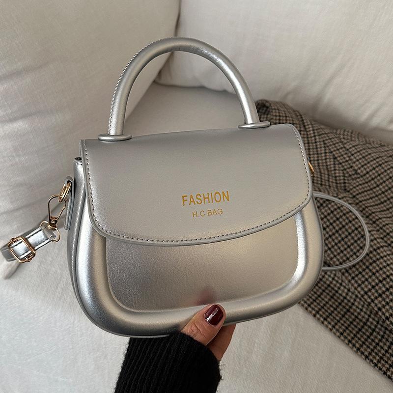 1pc Khaki PU Handbag with Artificial Leather Liner | Deduct Closure, All-Match Occasion Wear, Faux Leather Material