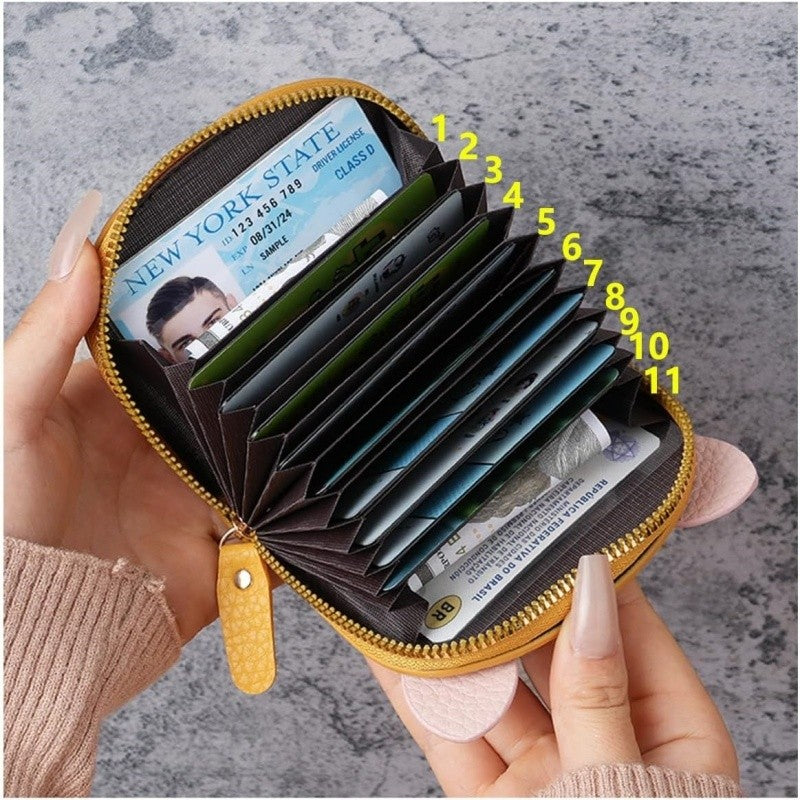 PU Multi Slot Card Holder Wallet Women Men Credit Card Case Zip Coin Purse