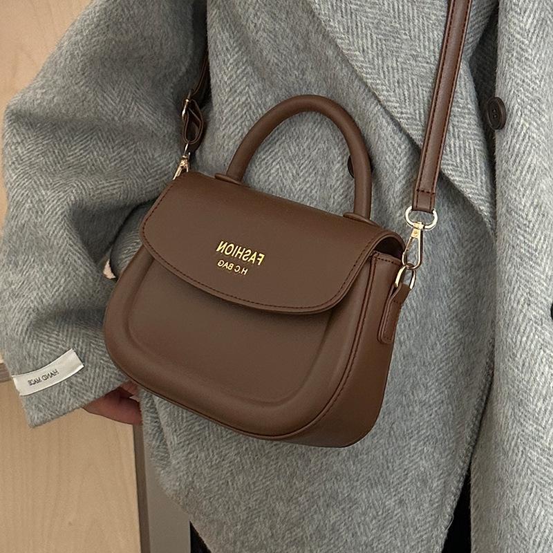 1pc Khaki PU Handbag with Artificial Leather Liner | Deduct Closure, All-Match Occasion Wear, Faux Leather Material