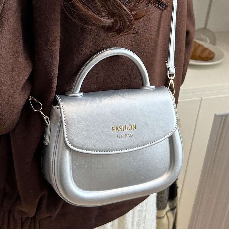 1pc Khaki PU Handbag with Artificial Leather Liner | Deduct Closure, All-Match Occasion Wear, Faux Leather Material