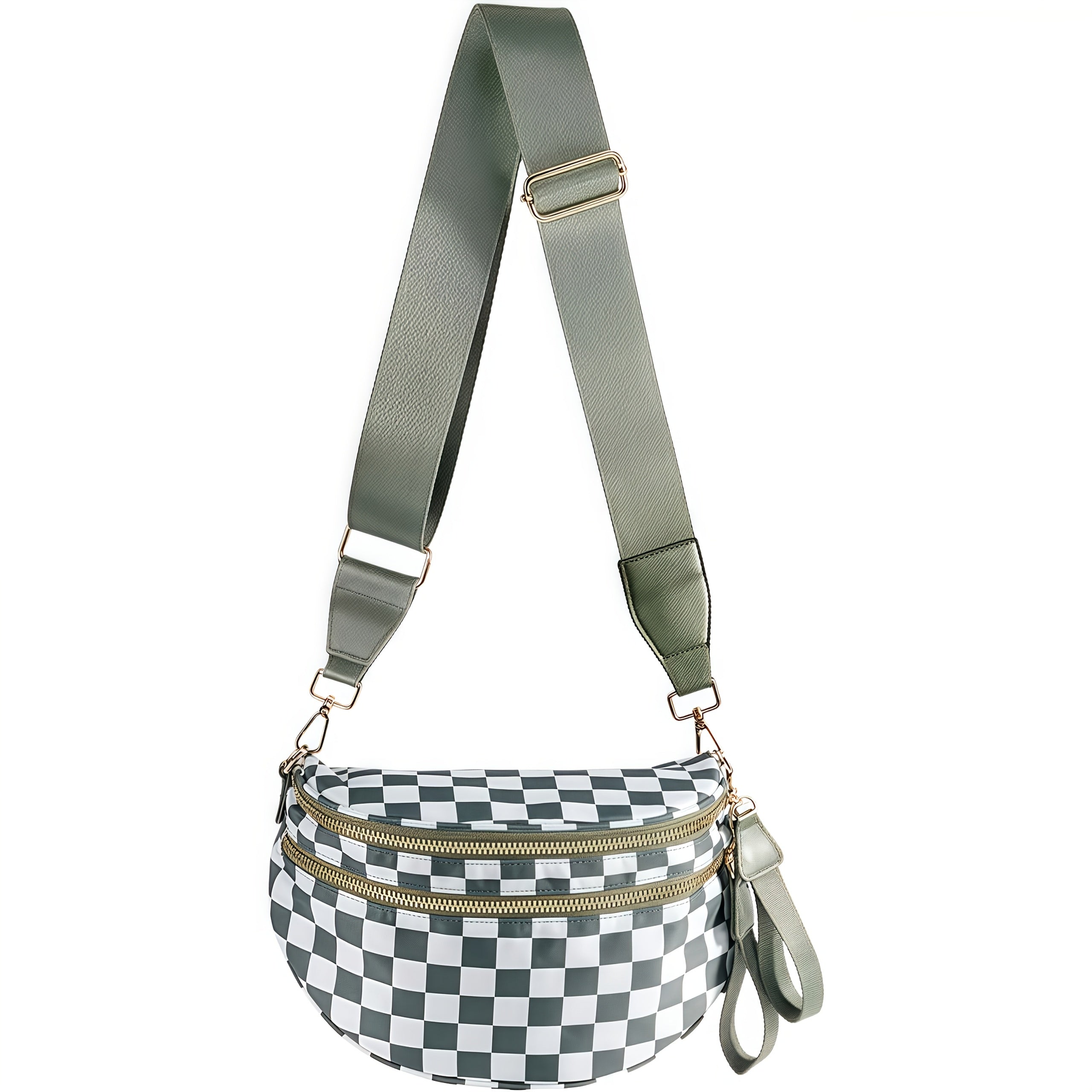 A Stylish Crossbody Bag with Multiple Pockets And a Large Capacity, This Versatile Shell Bag Features a Trendy Chest Design with a Plaid Print. It Comes with Adjustable Shoulder Straps, Making It Suitable for Outdoor Activities, Shopping, Parties