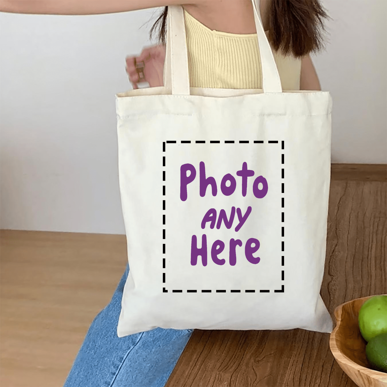 Gift for Her\u002FHim 5 Unique Logo Canvas Tote Bags - Durable, Washable, Perfect for Parties, Picnics, And Commuting - Large Capacity, Black with Purple Stitching, 13.78X15.75 Inches, Party Gift Bags | Stylish Tote Bags | Sturdy Handles