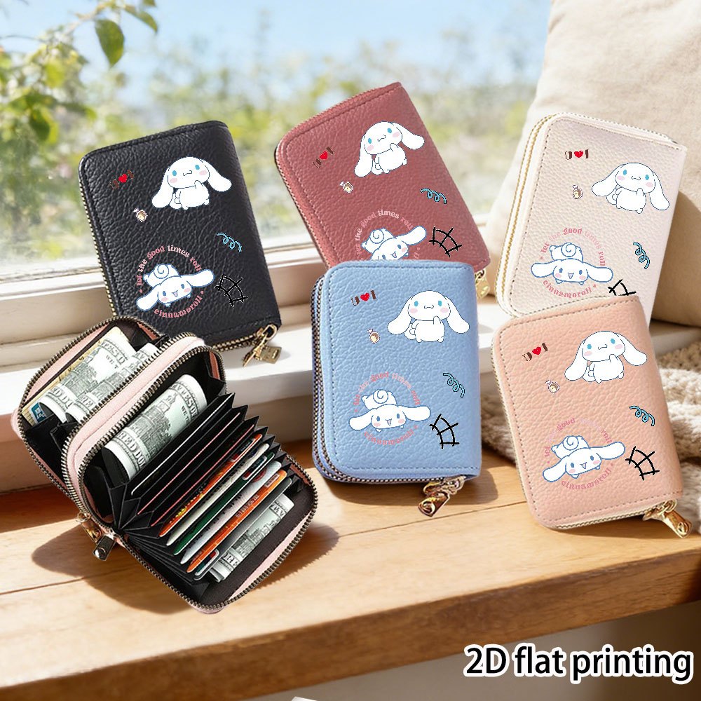 Sanrio Cinnamoroll Women's Wallet & Card Holder - Cute Cinnamoroll Face & Ear, Compact Zipper Coin Purse with Card Case, Slim Wallet for & Women, Gift for Travel, Birthdays, Valentine's Day