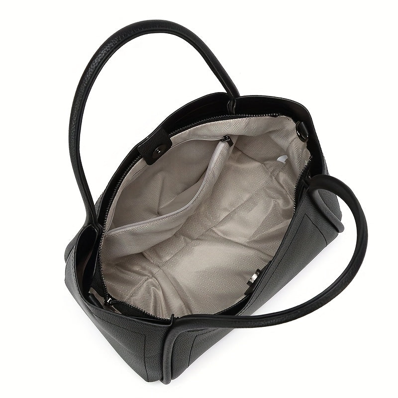 Elegant Tote Handbag for Women, Featuring an Adjustable Crossbody Strap And Closure Design - Spacious Soft Brown\u002FRed\u002FBlack Handbag with Golden Hardware, Lining, Structured Dome, And Sturdy Handles - Suitable for Work, Travel