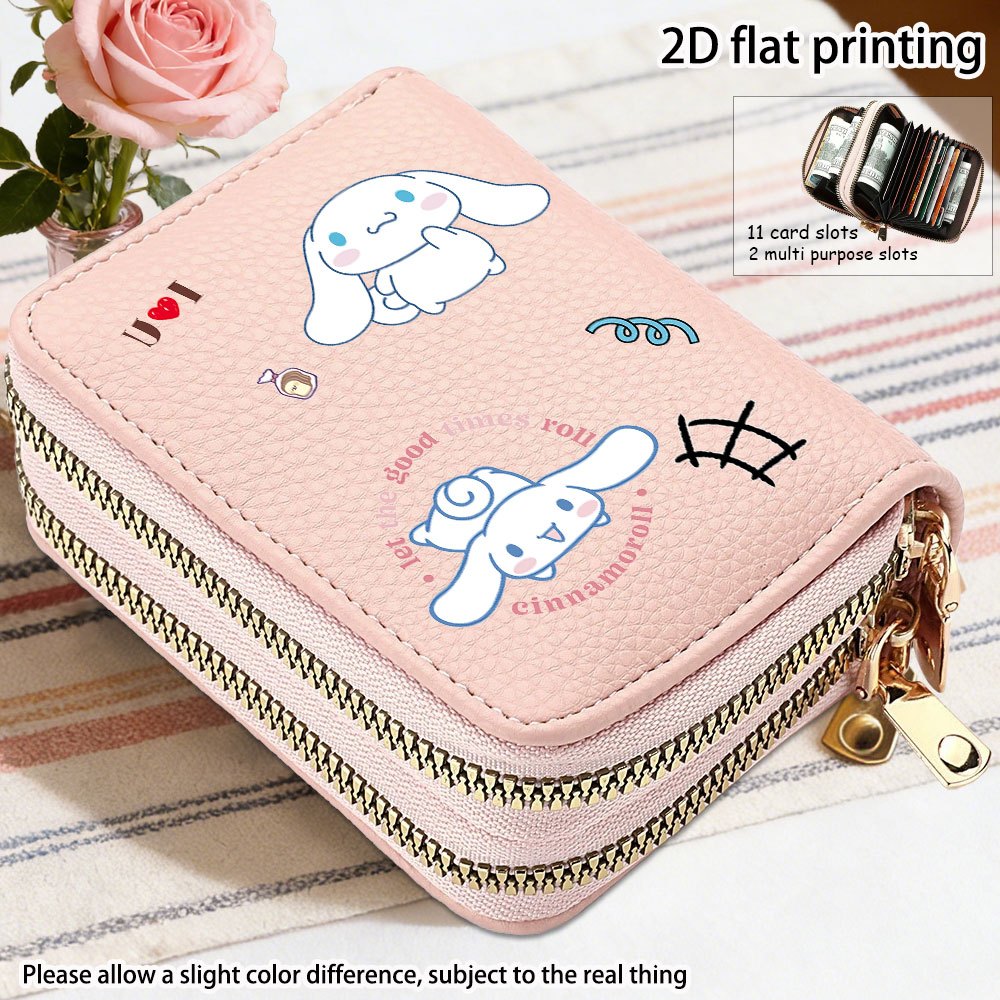 Sanrio Cinnamoroll Women's Wallet & Card Holder - Cute Cinnamoroll Face & Ear, Compact Zipper Coin Purse with Card Case, Slim Wallet for & Women, Gift for Travel, Birthdays, Valentine's Day