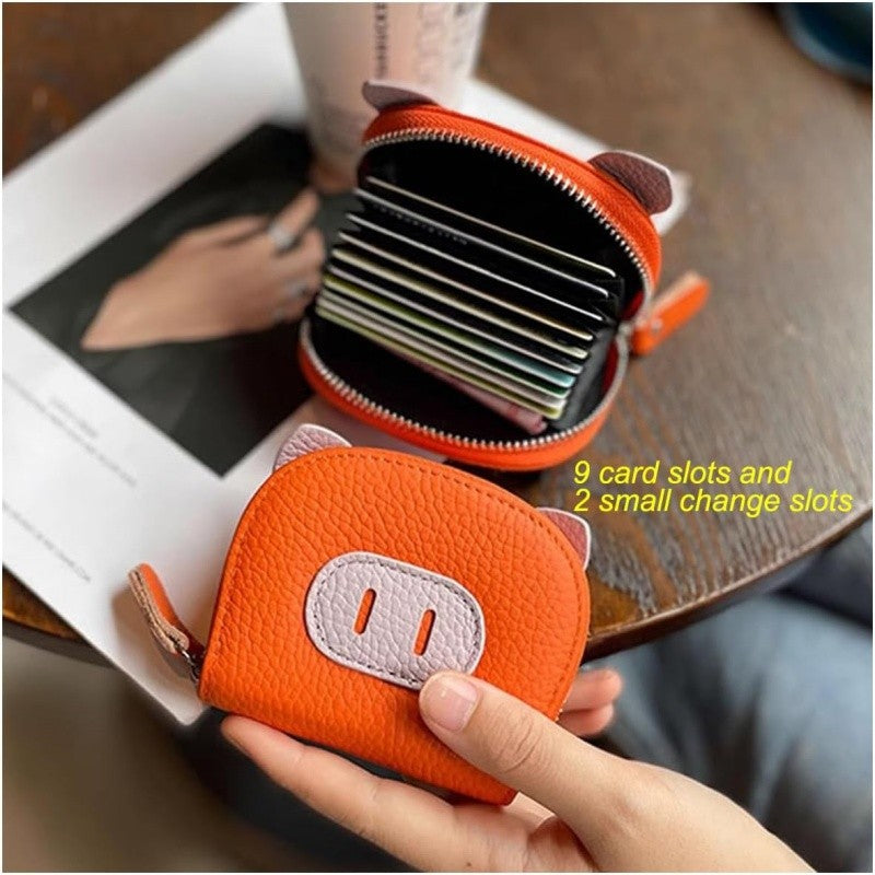 PU Multi Slot Card Holder Wallet Women Men Credit Card Case Zip Coin Purse