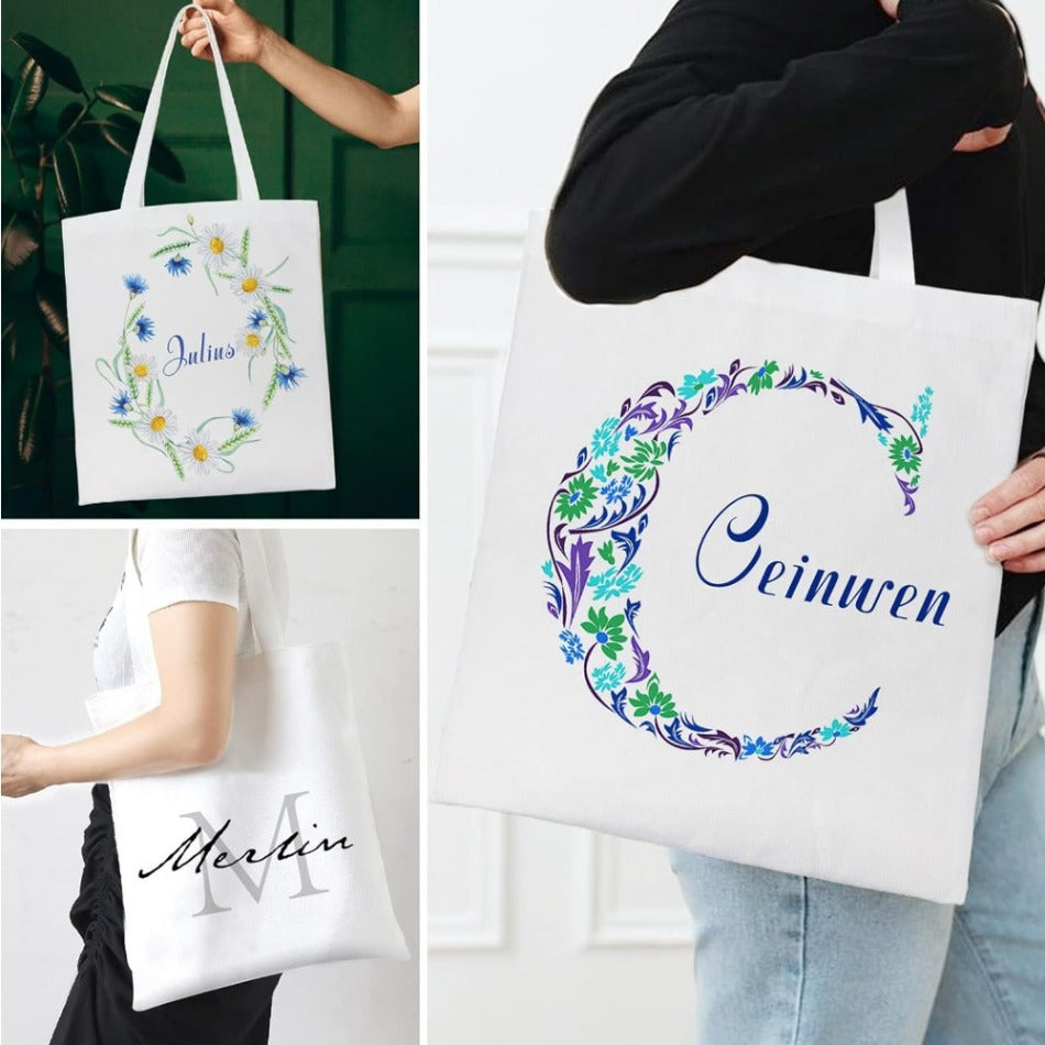 10\u002F20pcs Sublimation Tote Bags Sublimation Blanks Canvas Bag Reusable Heat Transfer Grocery Shopping Cloth Bags for Decorating and DIY Crafting & Heat Transfer Projects