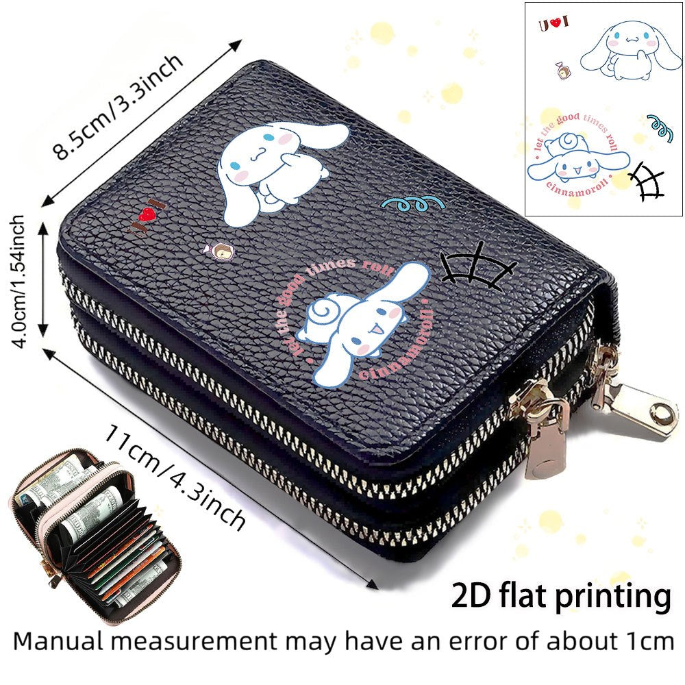 Sanrio Cinnamoroll Women's Wallet & Card Holder - Cute Cinnamoroll Face & Ear, Compact Zipper Coin Purse with Card Case, Slim Wallet for & Women, Gift for Travel, Birthdays, Valentine's Day