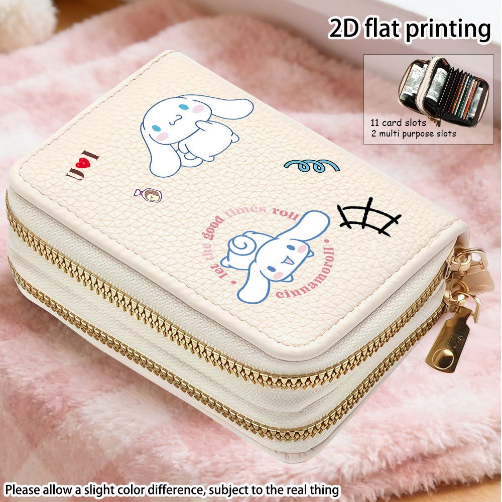Sanrio Cinnamoroll Women's Wallet & Card Holder - Cute Cinnamoroll Face & Ear, Compact Zipper Coin Purse with Card Case, Slim Wallet for & Women, Gift for Travel, Birthdays, Valentine's Day