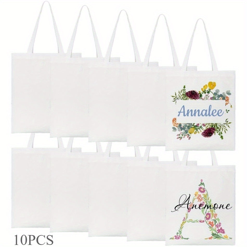 10\u002F20pcs Sublimation Tote Bags Sublimation Blanks Canvas Bag Reusable Heat Transfer Grocery Shopping Cloth Bags for Decorating and DIY Crafting & Heat Transfer Projects