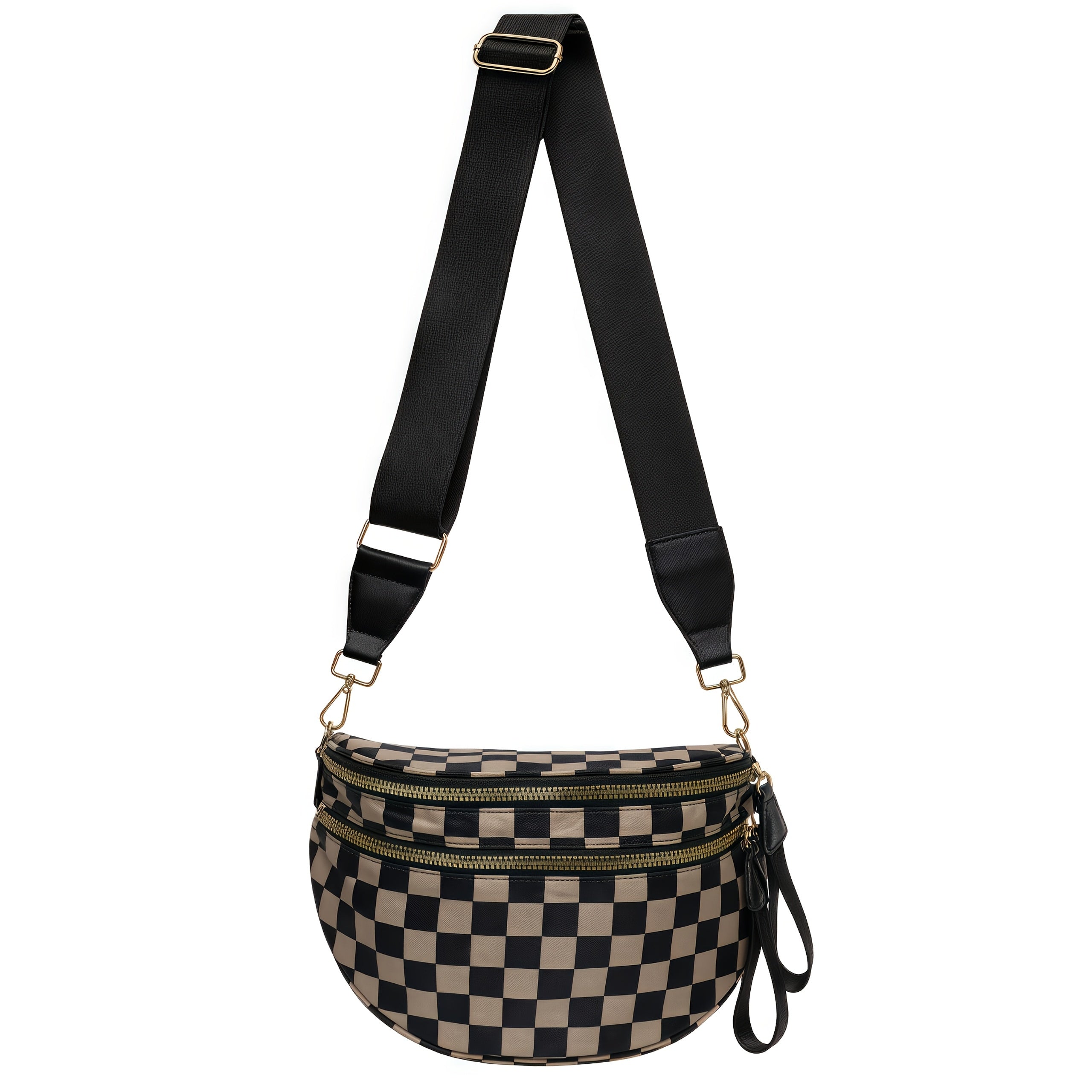 A Stylish Crossbody Bag with Multiple Pockets And a Large Capacity, This Versatile Shell Bag Features a Trendy Chest Design with a Plaid Print. It Comes with Adjustable Shoulder Straps, Making It Suitable for Outdoor Activities, Shopping, Parties