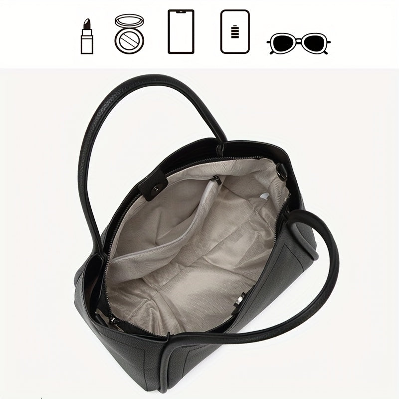 Elegant Tote Handbag for Women, Featuring an Adjustable Crossbody Strap And Closure Design - Spacious Soft Brown\u002FRed\u002FBlack Handbag with Golden Hardware, Lining, Structured Dome, And Sturdy Handles - Suitable for Work, Travel