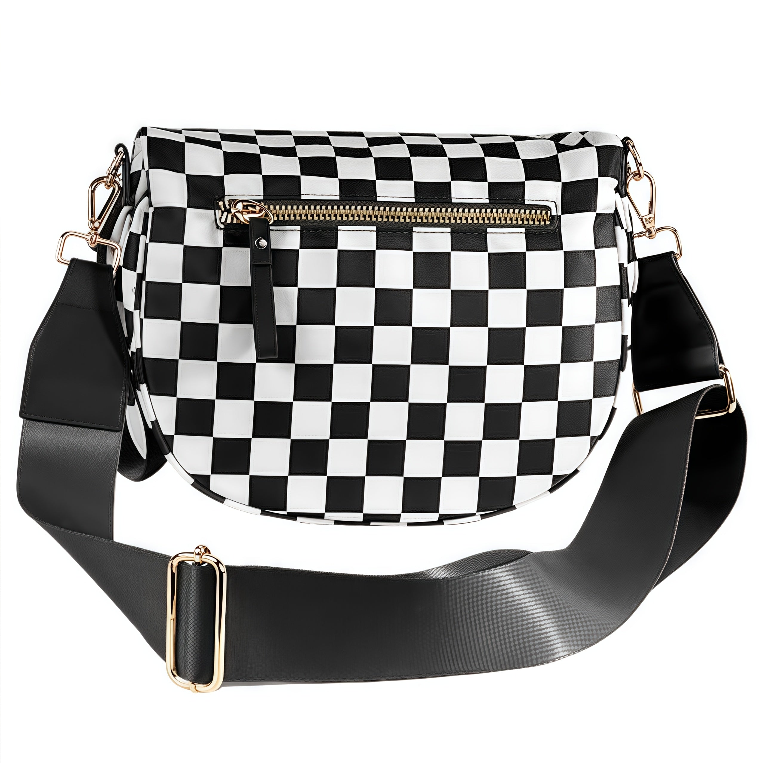 A Stylish Crossbody Bag with Multiple Pockets And a Large Capacity, This Versatile Shell Bag Features a Trendy Chest Design with a Plaid Print. It Comes with Adjustable Shoulder Straps, Making It Suitable for Outdoor Activities, Shopping, Parties