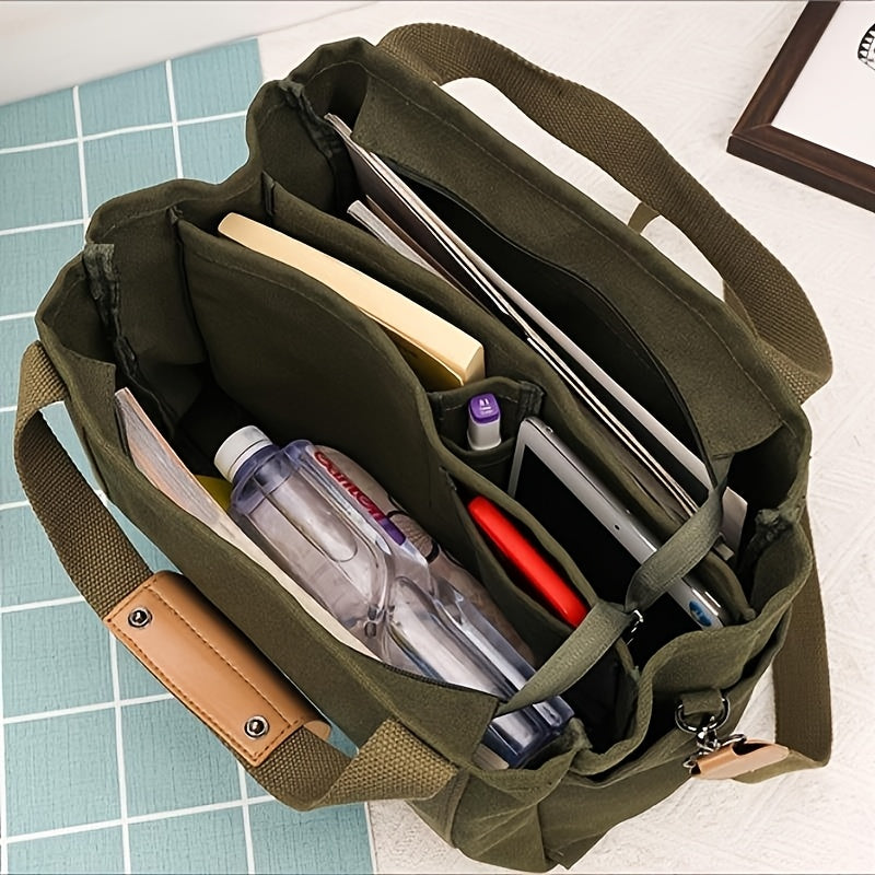 Large Lightweight Tote Bag Large Capacity Lightweight Tote Bag for Women | Detachable Adjustable Shoulder Strap, Multiple Zipper Pockets, Beige Casual Handbag for Work, Travel, Shopping & Outdoor Activities, Practical Fashion, Secure Zipper Closure