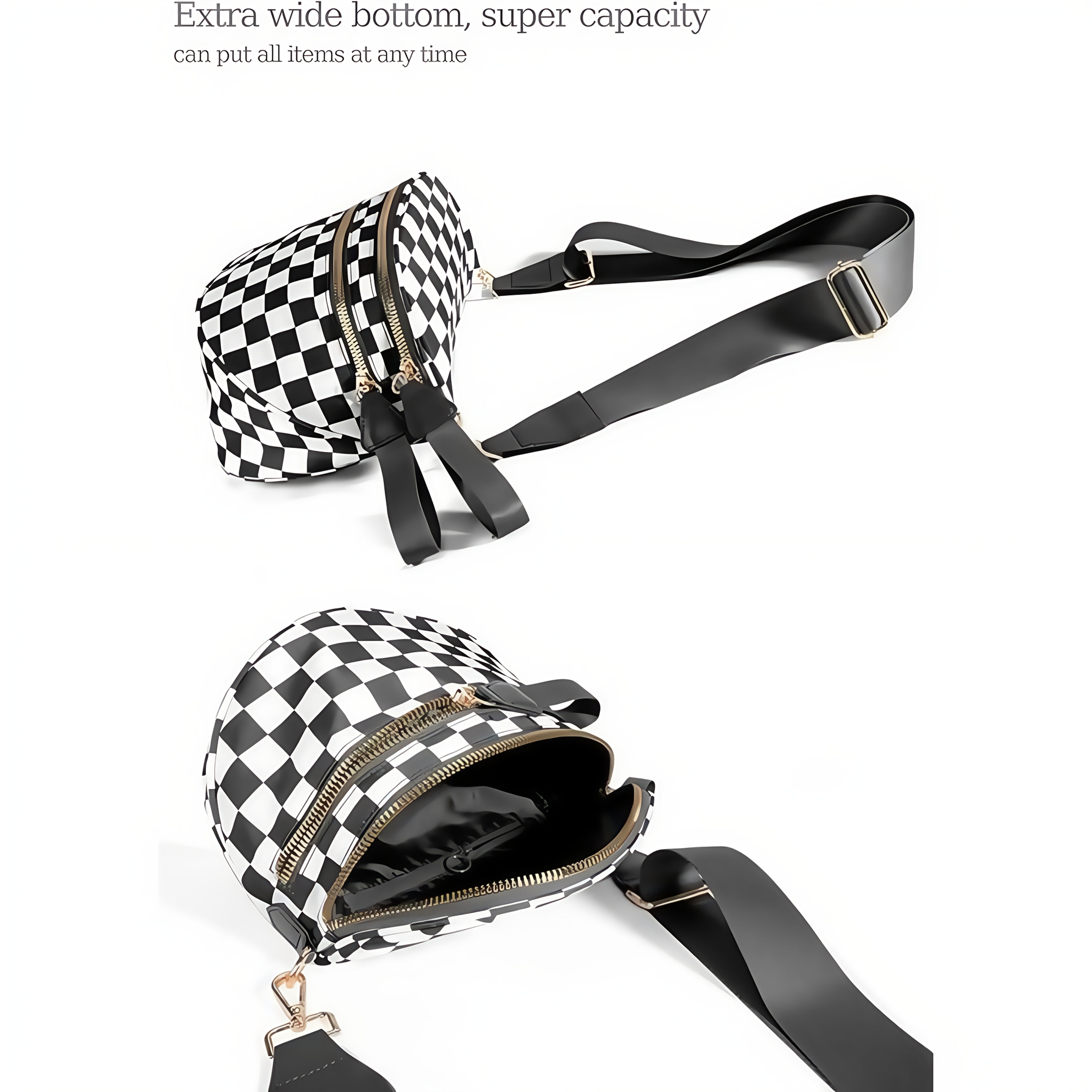 A Stylish Crossbody Bag with Multiple Pockets And a Large Capacity, This Versatile Shell Bag Features a Trendy Chest Design with a Plaid Print. It Comes with Adjustable Shoulder Straps, Making It Suitable for Outdoor Activities, Shopping, Parties