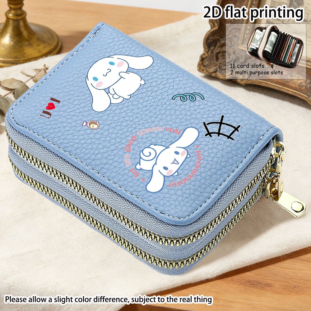 Sanrio Cinnamoroll Women's Wallet & Card Holder - Cute Cinnamoroll Face & Ear, Compact Zipper Coin Purse with Card Case, Slim Wallet for & Women, Gift for Travel, Birthdays, Valentine's Day