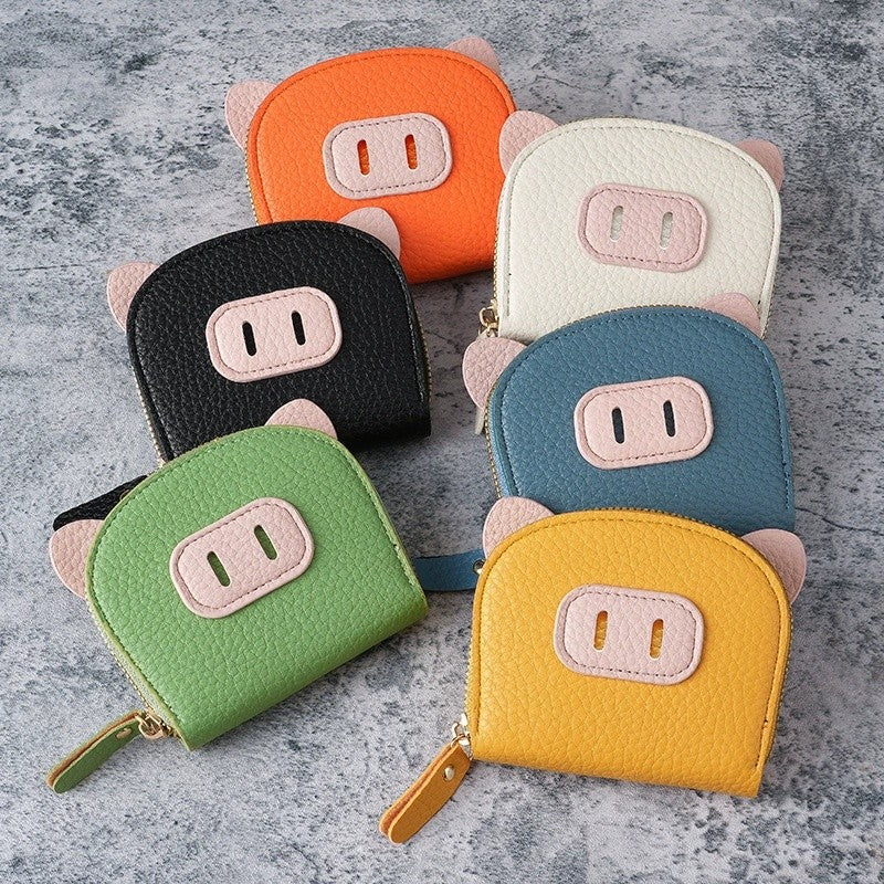 PU Multi Slot Card Holder Wallet Women Men Credit Card Case Zip Coin Purse