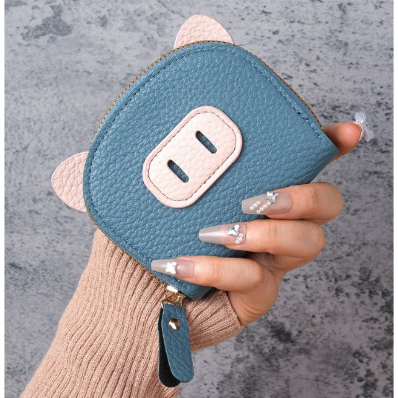 PU Multi Slot Card Holder Wallet Women Men Credit Card Case Zip Coin Purse