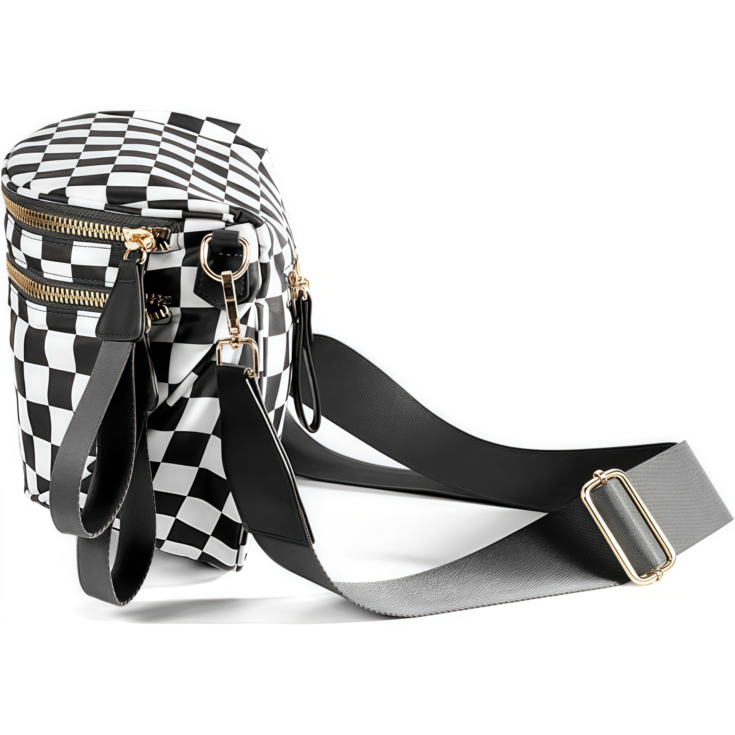 A Stylish Crossbody Bag with Multiple Pockets And a Large Capacity, This Versatile Shell Bag Features a Trendy Chest Design with a Plaid Print. It Comes with Adjustable Shoulder Straps, Making It Suitable for Outdoor Activities, Shopping, Parties