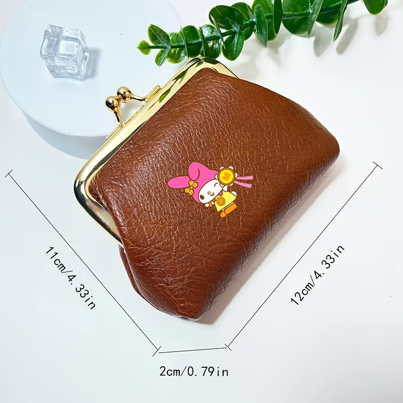 Sanrio Women's Coin Purse, My Melody Design - Chic and Cute, Simple Mini Design, Durable and Sturdy, Palm-Sized for Easy Carrying, Storage for Coins and Cards, Multi-Compartment Organizer, Essential Travel Companion