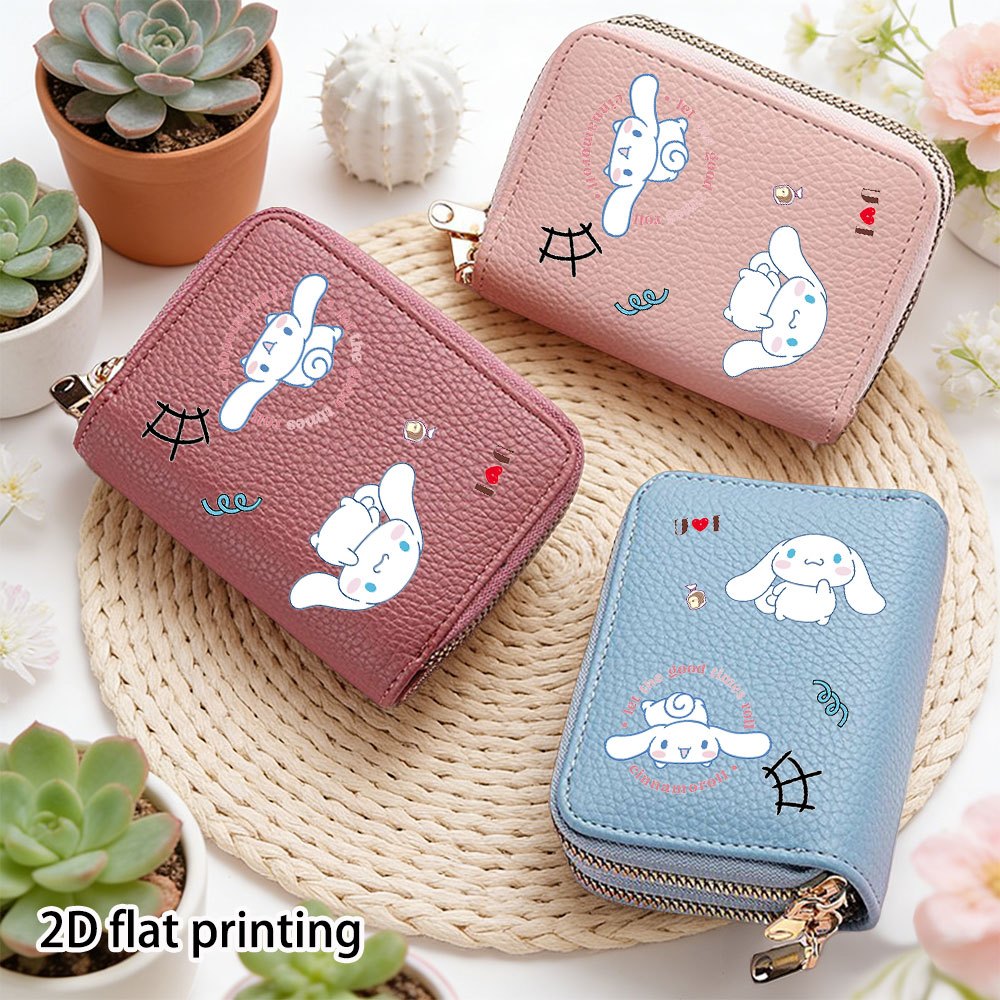 Sanrio Cinnamoroll Women's Wallet & Card Holder - Cute Cinnamoroll Face & Ear, Compact Zipper Coin Purse with Card Case, Slim Wallet for & Women, Gift for Travel, Birthdays, Valentine's Day