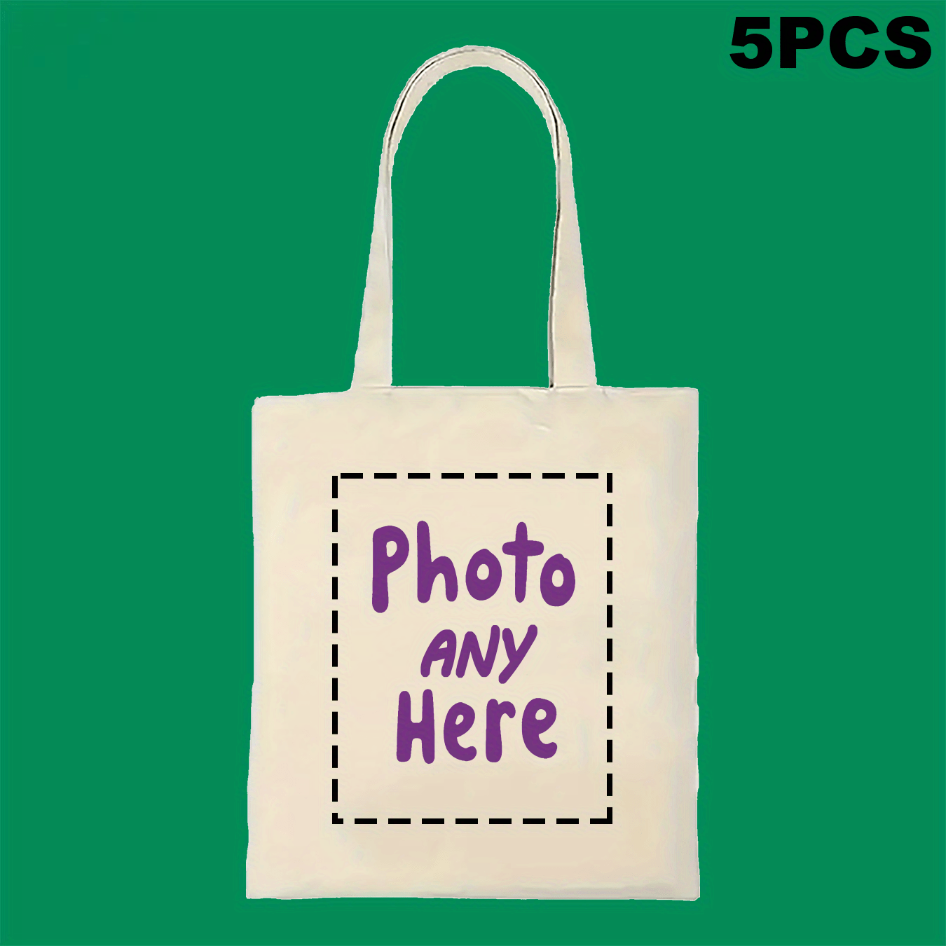 Gift for Her\u002FHim 5 Unique Logo Canvas Tote Bags - Durable, Washable, Perfect for Parties, Picnics, And Commuting - Large Capacity, Black with Purple Stitching, 13.78X15.75 Inches, Party Gift Bags | Stylish Tote Bags | Sturdy Handles