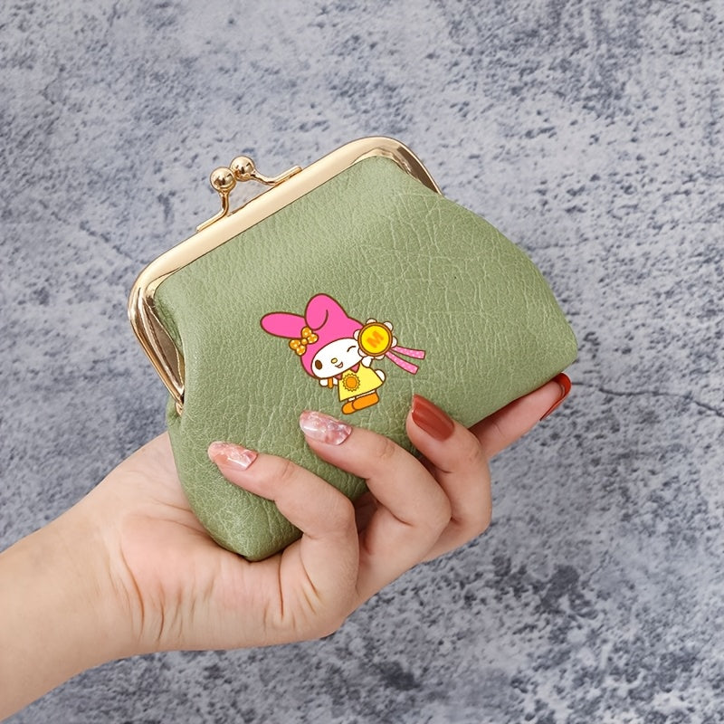 Sanrio Women's Coin Purse, My Melody Design - Chic and Cute, Simple Mini Design, Durable and Sturdy, Palm-Sized for Easy Carrying, Storage for Coins and Cards, Multi-Compartment Organizer, Essential Travel Companion