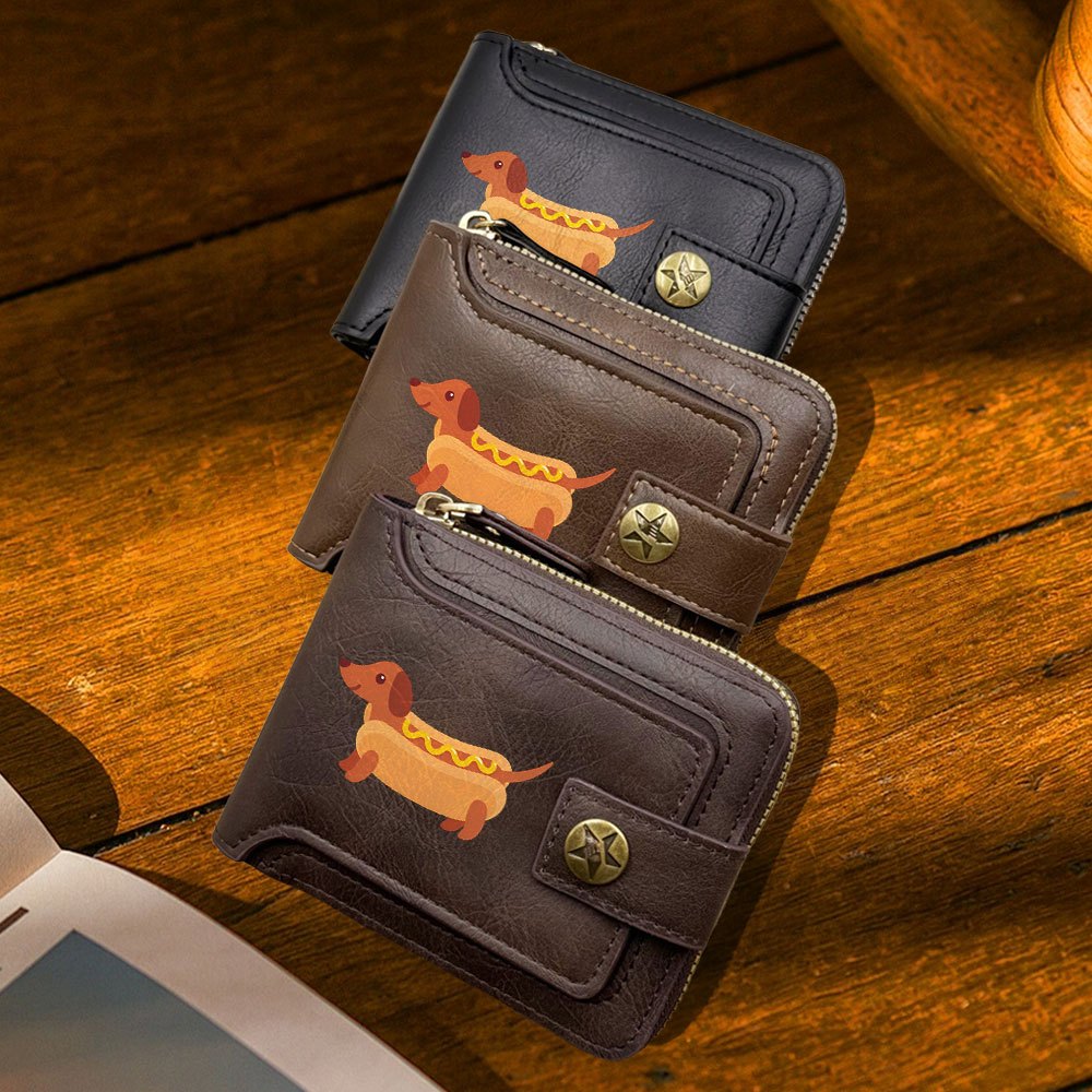 1 Men's Coin Purse with Hot Dog Sausage Creative Cartoon Print, Daily Fashion Wallet, Unisex Coin Purse with Zipper Closure, Exquisite Short Folding Card Holder, Suitable for Casual Activities and Business Occasions