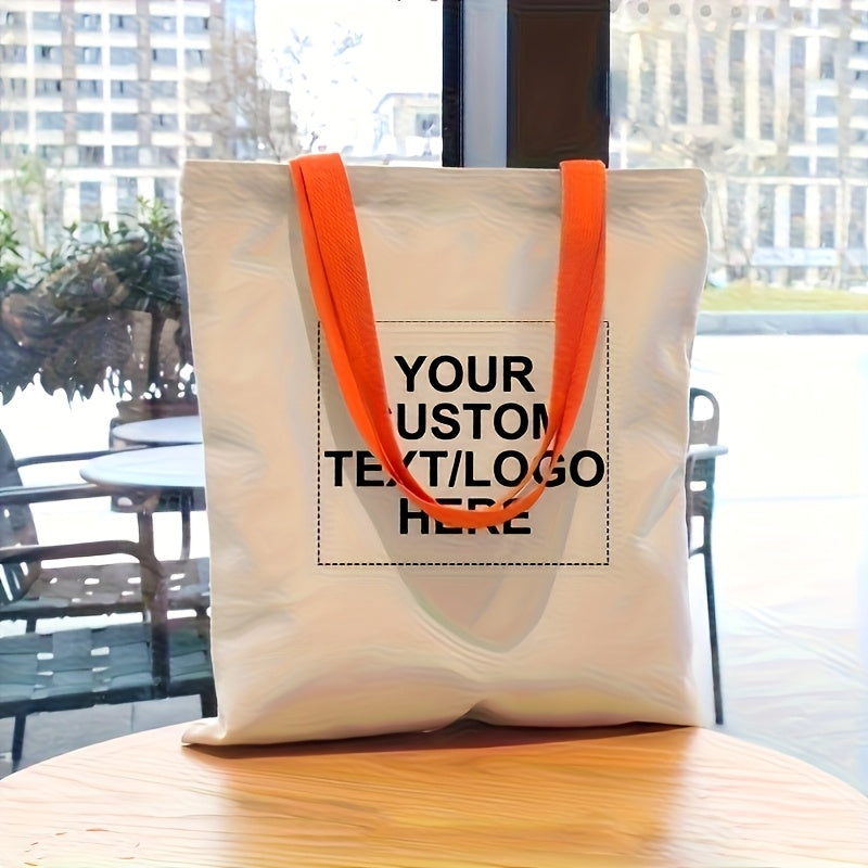 Colorful Canvas Tote Bag with Custom Logo and Text, Foldable Shopping Bag, Printed Logo Canvas Bag for Advertising Campaigns, Personalized Birthday Gift for Women, Bridesmaid Gift Bag for Weddings